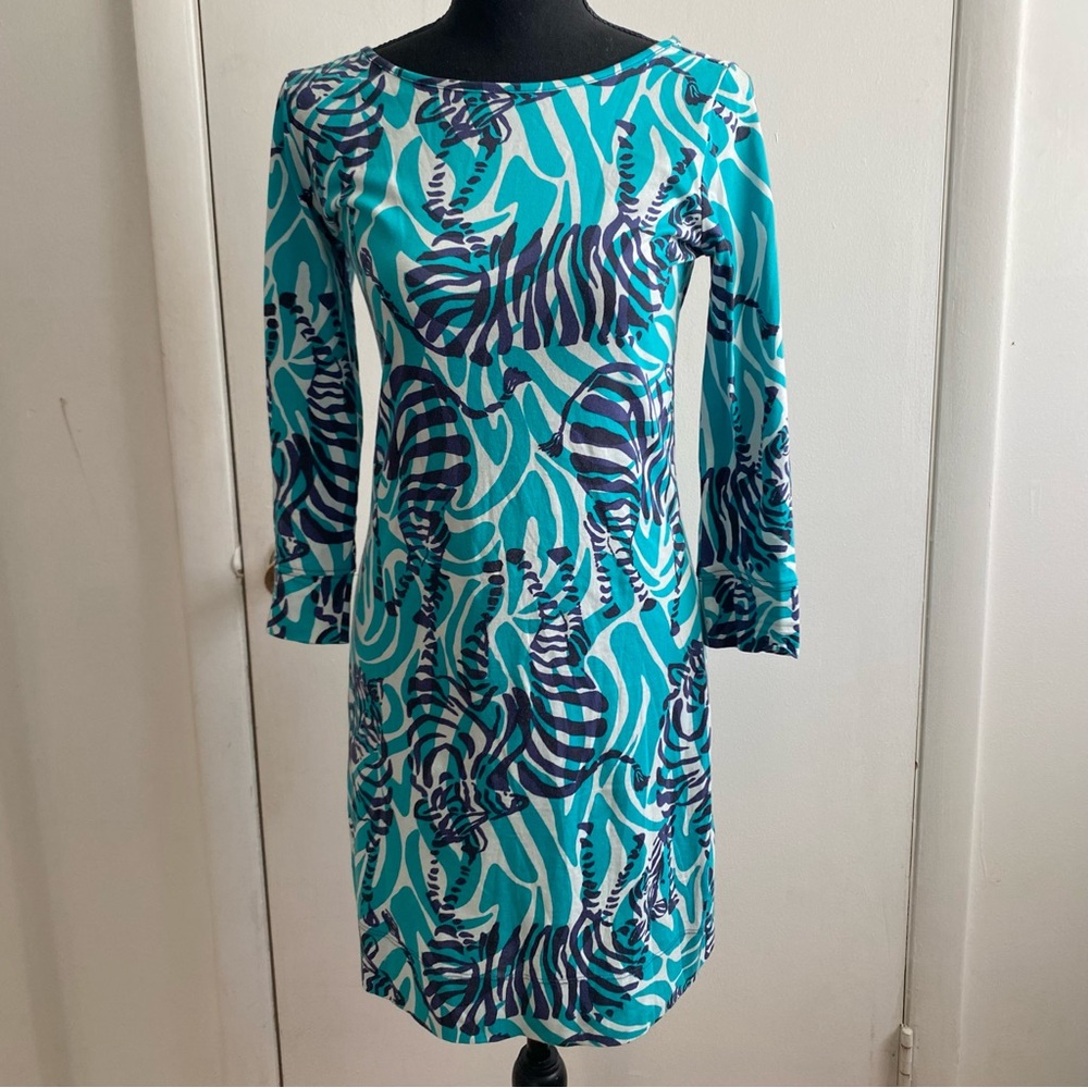 Lilly Pulitzer Extra Small Zebra Print 3/4 Sleeves Dress